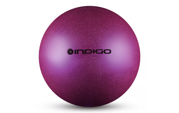 Мяч для художественной гимнастики Indigo IN118-VI, диам. 19 см, ПВХ, фиолет. металлик с блестками 600_380