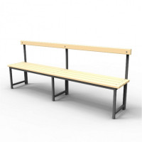 Скамейка для раздевалок со спинкой (пластик 30 мм) 150x33,5х80см Gefest SRS 150/40/80