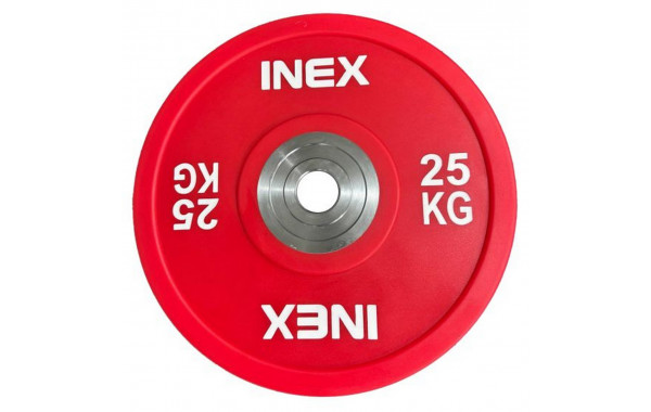 Олимпийский диск в уретане 25кг Inex PU Bumper Plate TF-P2100-25 красный\белый 600_380