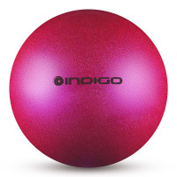 Мяч для художественной гимнастики Indigo IN118-PI, диам. 19 см, ПВХ, розовый металлик с блестками