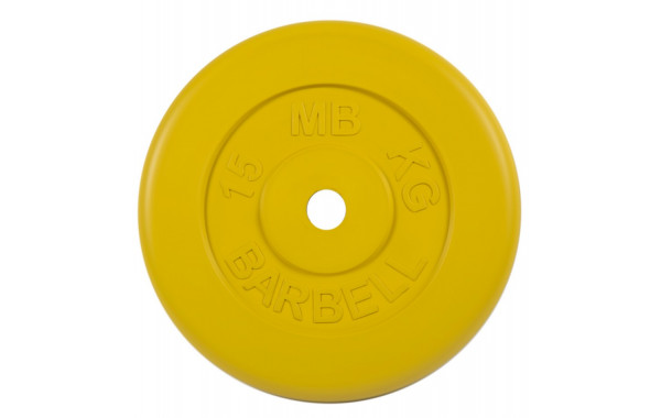 Диск обрезиненный d26мм MB Barbell MB-PltC26-15 15 кг желтый 600_380