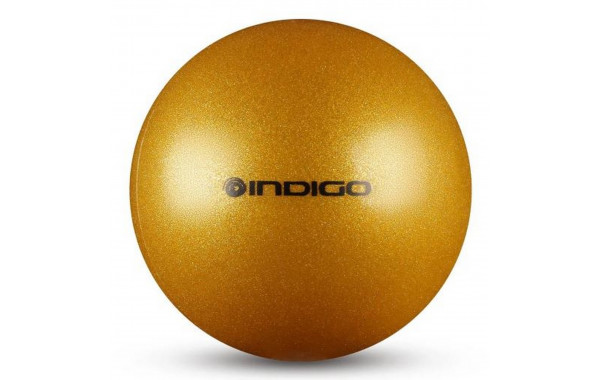Мяч для художественной гимнастики металлик d19 см Indigo IN118 с блеcтками золотой 600_380