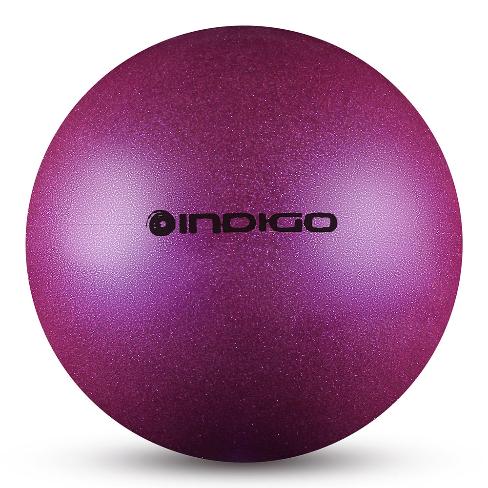 Мяч для художественной гимнастики Indigo IN118-VI, диам. 19 см, ПВХ, фиолет. металлик с блестками 1000_1000