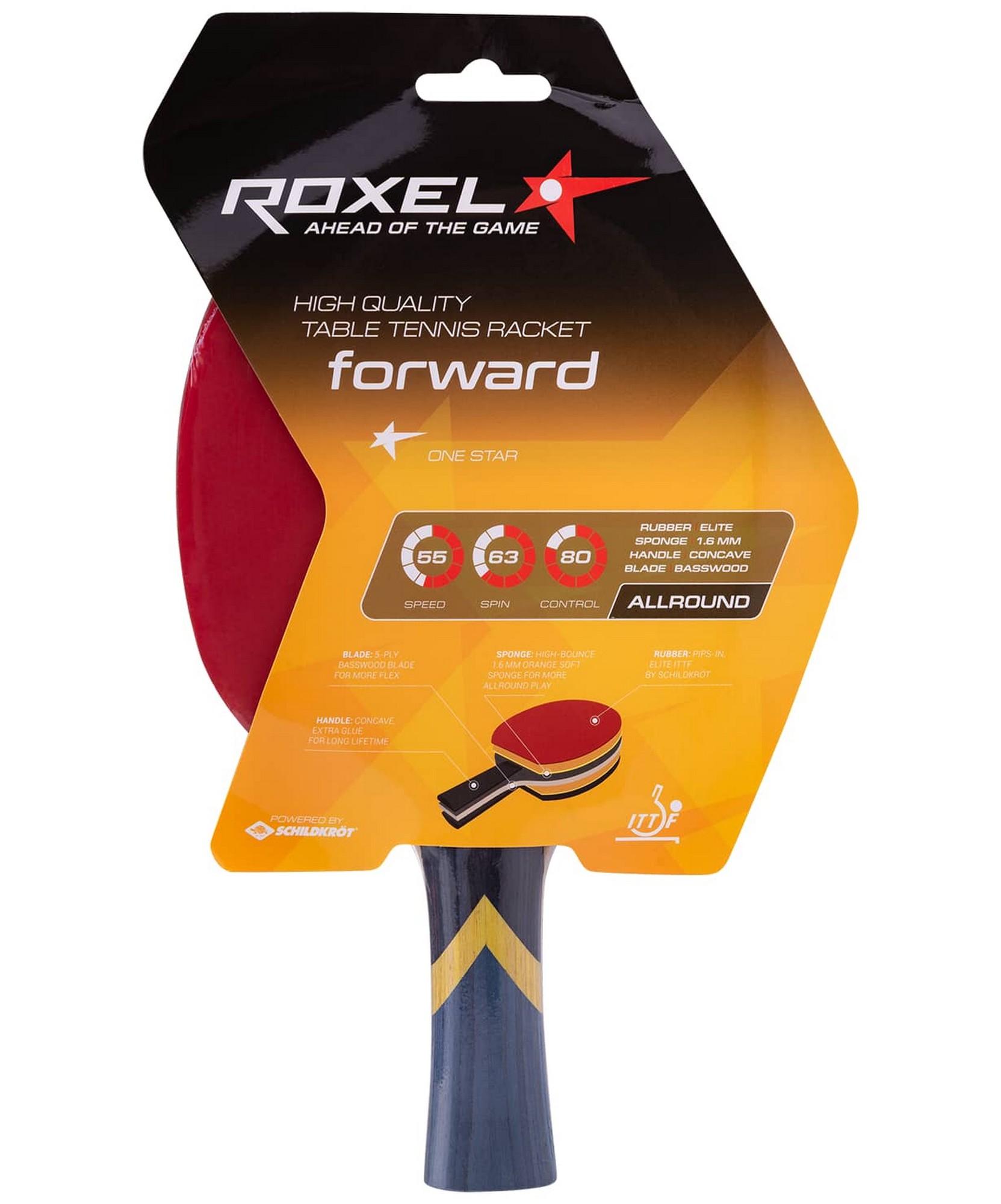 Ракетка для настольного тенниса Roxel 1* Forward, коническая 1663_2000