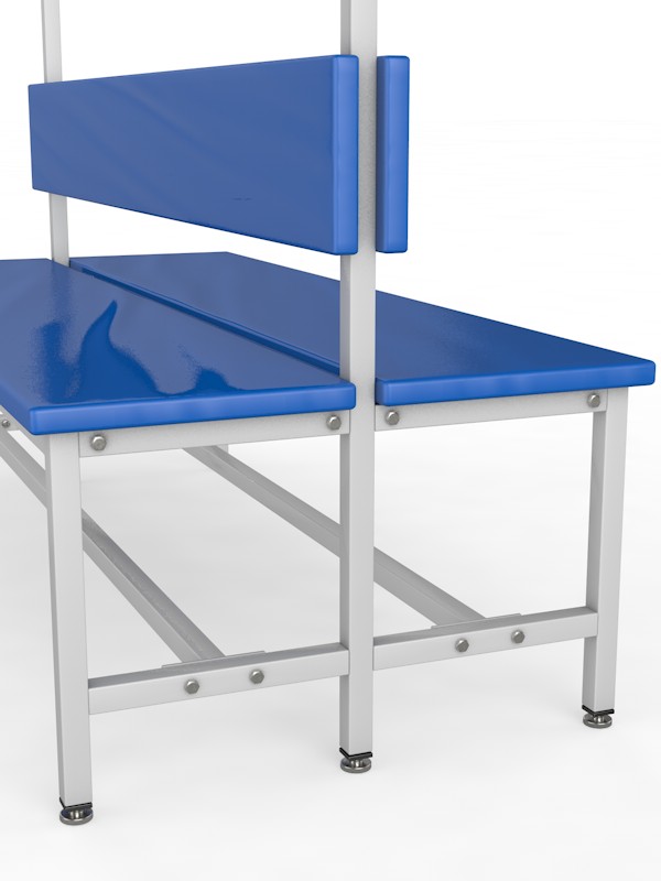 Скамейка для раздевалки с вешалкой, двухсторонняя, мягкая, 100см Glav 10.6000-1000 600_800