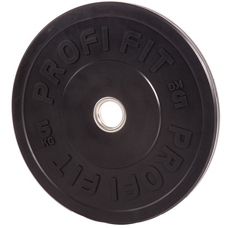 Диск для штанги каучуковый, черный, d51 5кг Profi-Fit 800_790