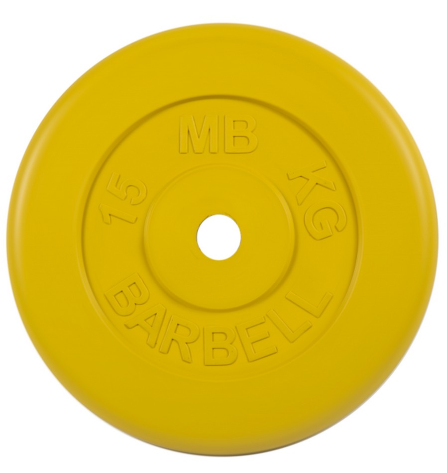 Диск обрезиненный d26мм MB Barbell MB-PltC26-15 15 кг желтый 898_950