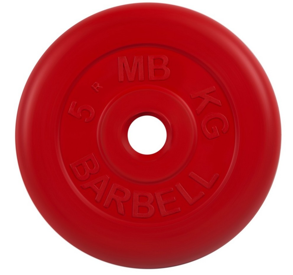 Диск обрезиненный d31мм MB Barbell MB-PltC31-5 5 кг красный 992_930