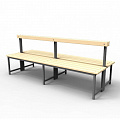 Скамейка для раздевалок со спинкой, двойная (пластик 20 мм) 100x70х80см Gefest SRSD 100/75/80 120_120